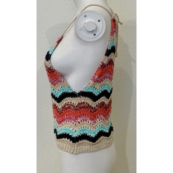 Lulus Chevron Crochet Boho Cropped Tank Top Size L Summer Festival Coachella - Picture 4 of 11